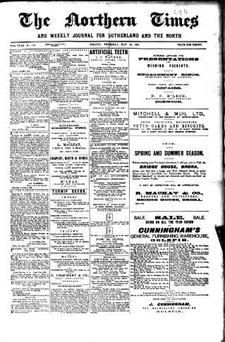 cover page of Northern times and weekly journal for Sutherland and the North published on May 13, 1909